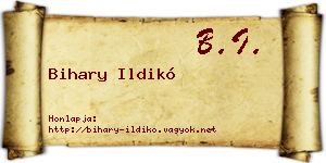 Bihary Ildikó névjegykártya